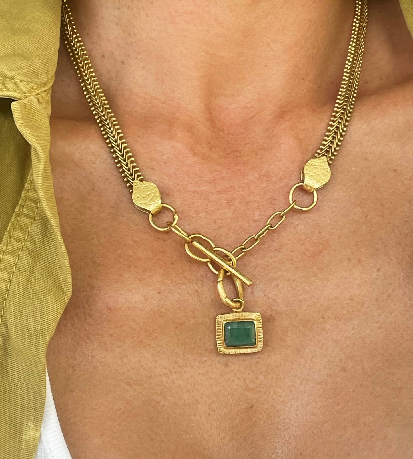 Augustine Box Pendant and Carabiner - Gold