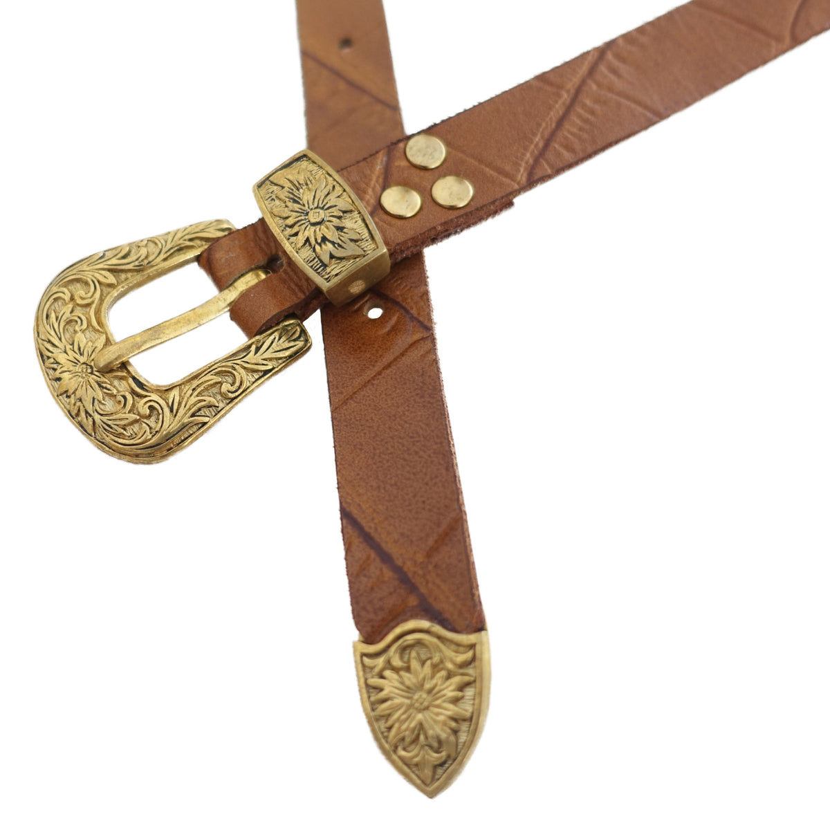 Mock Croc Skinny Belt - Tan
