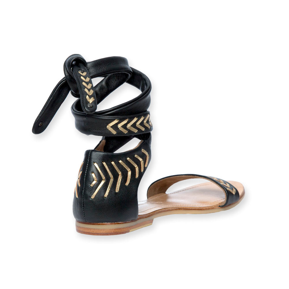 Arrows Flat Sandal - Black