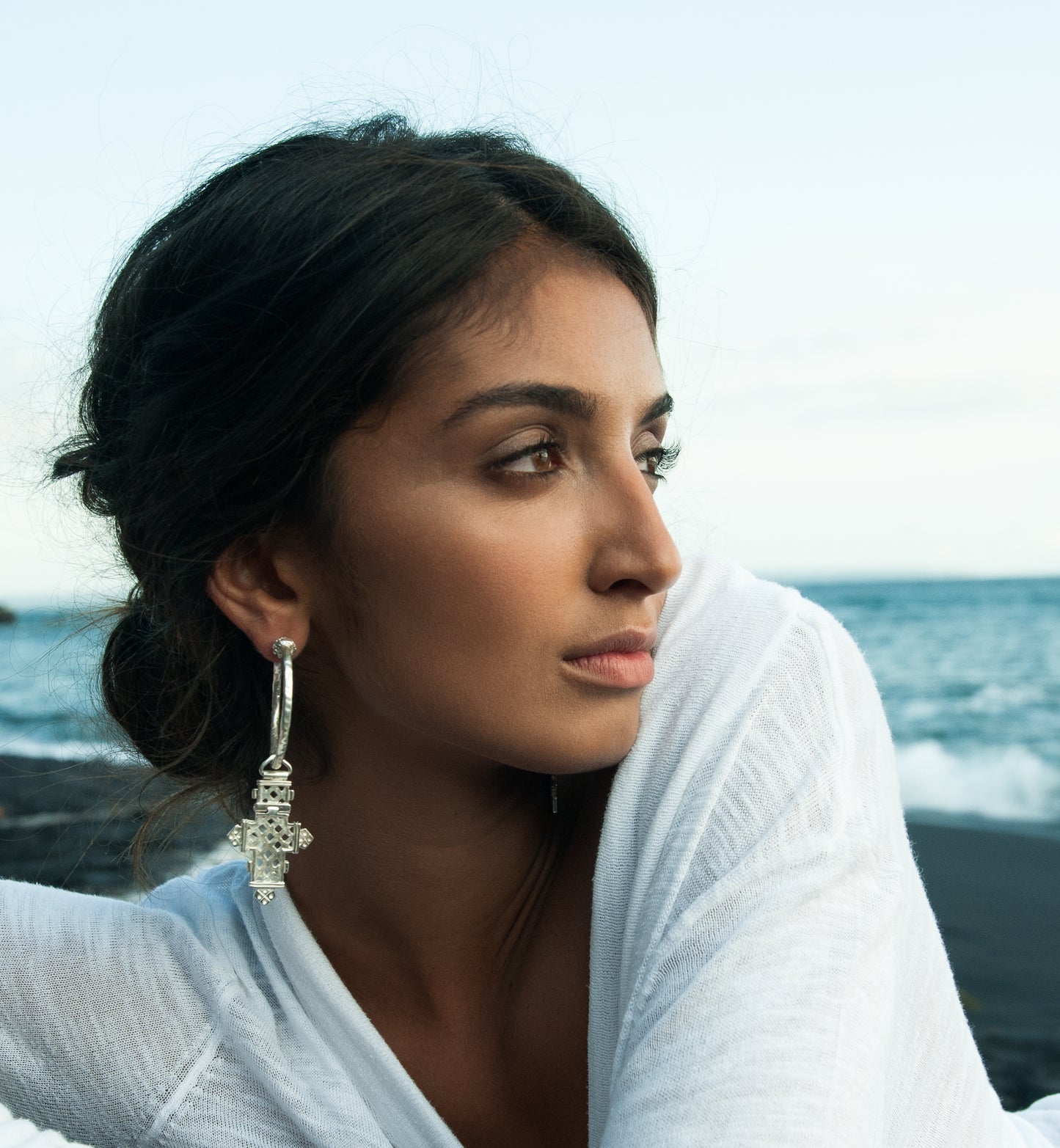 Aethiopia Hoop Earrings Silver