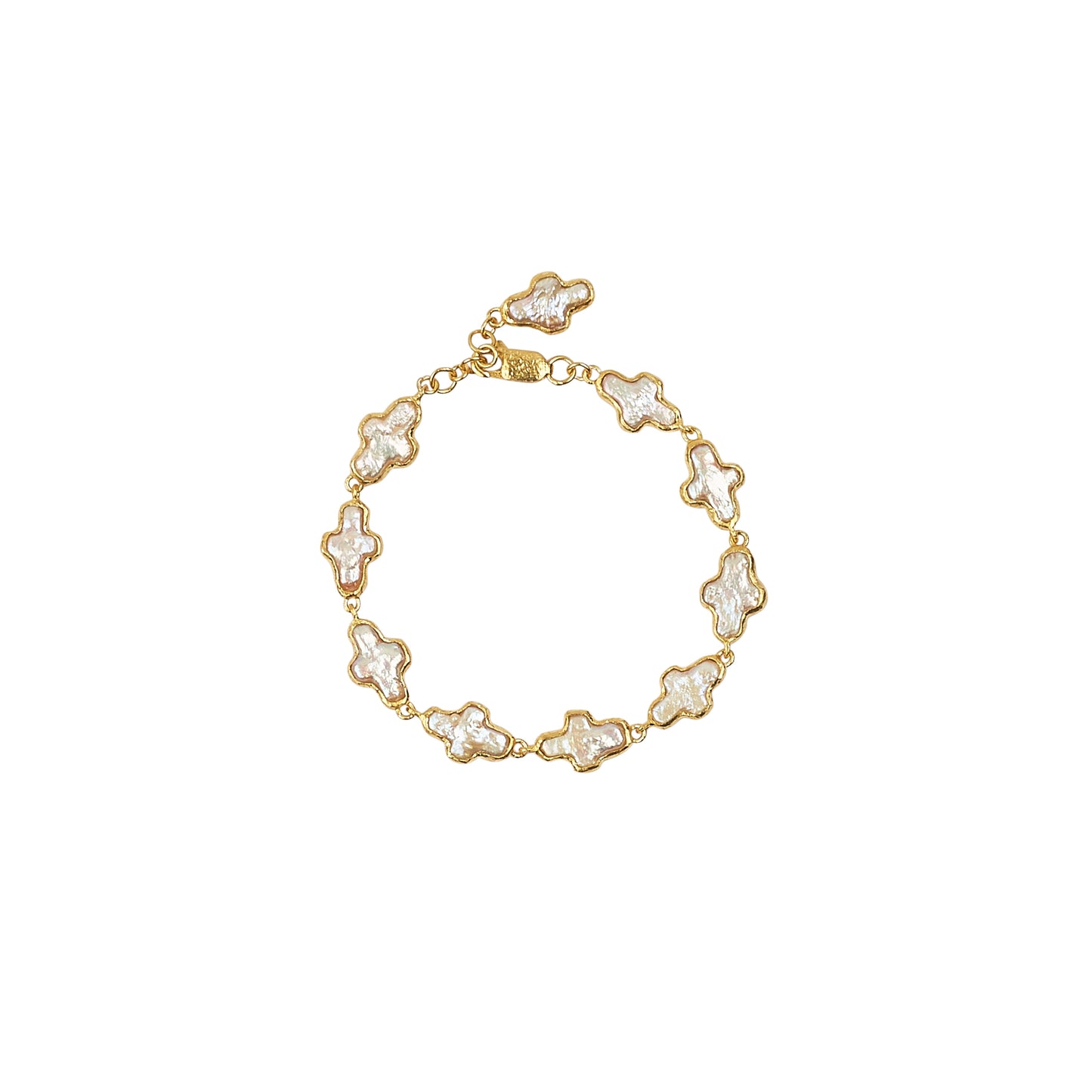 Ceceilia Pearl Cross Bracelet - Gold