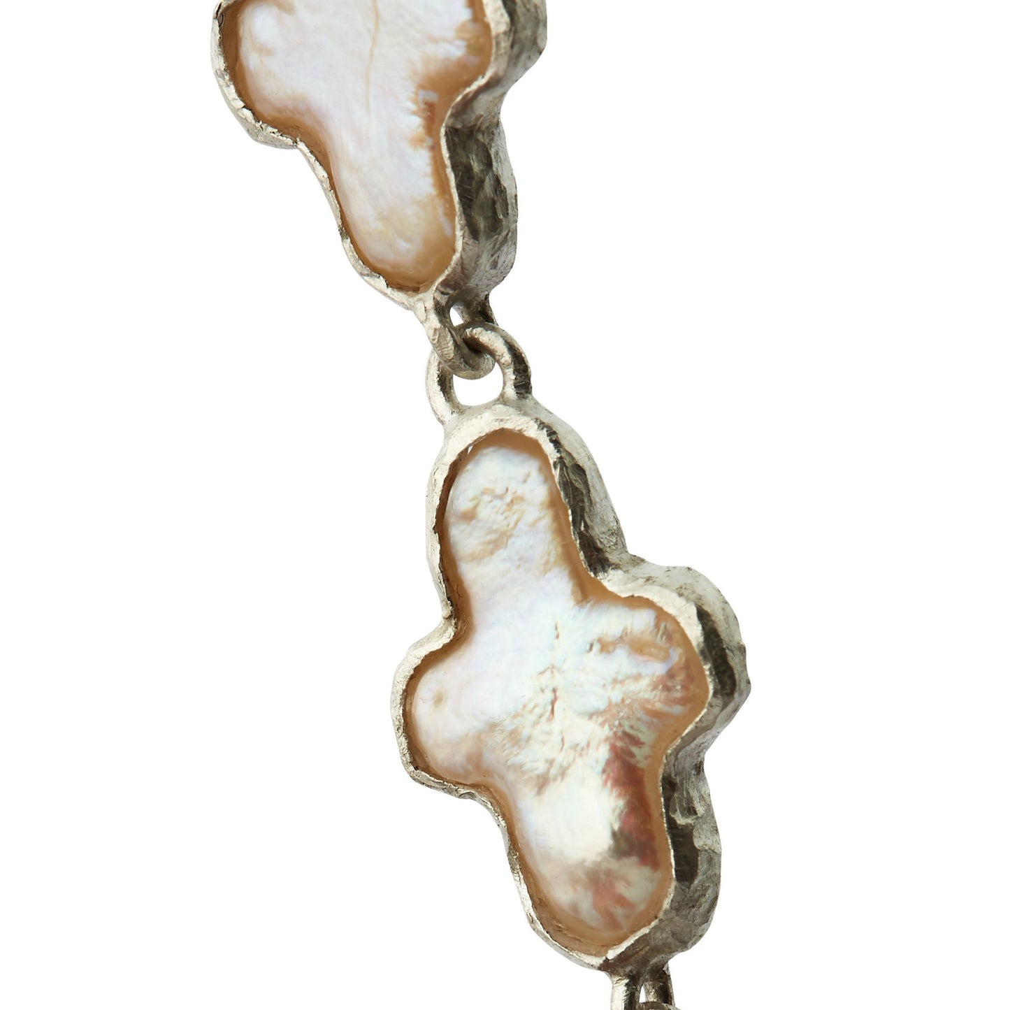 Ceceilia Pearl Cross Bracelet - Silver