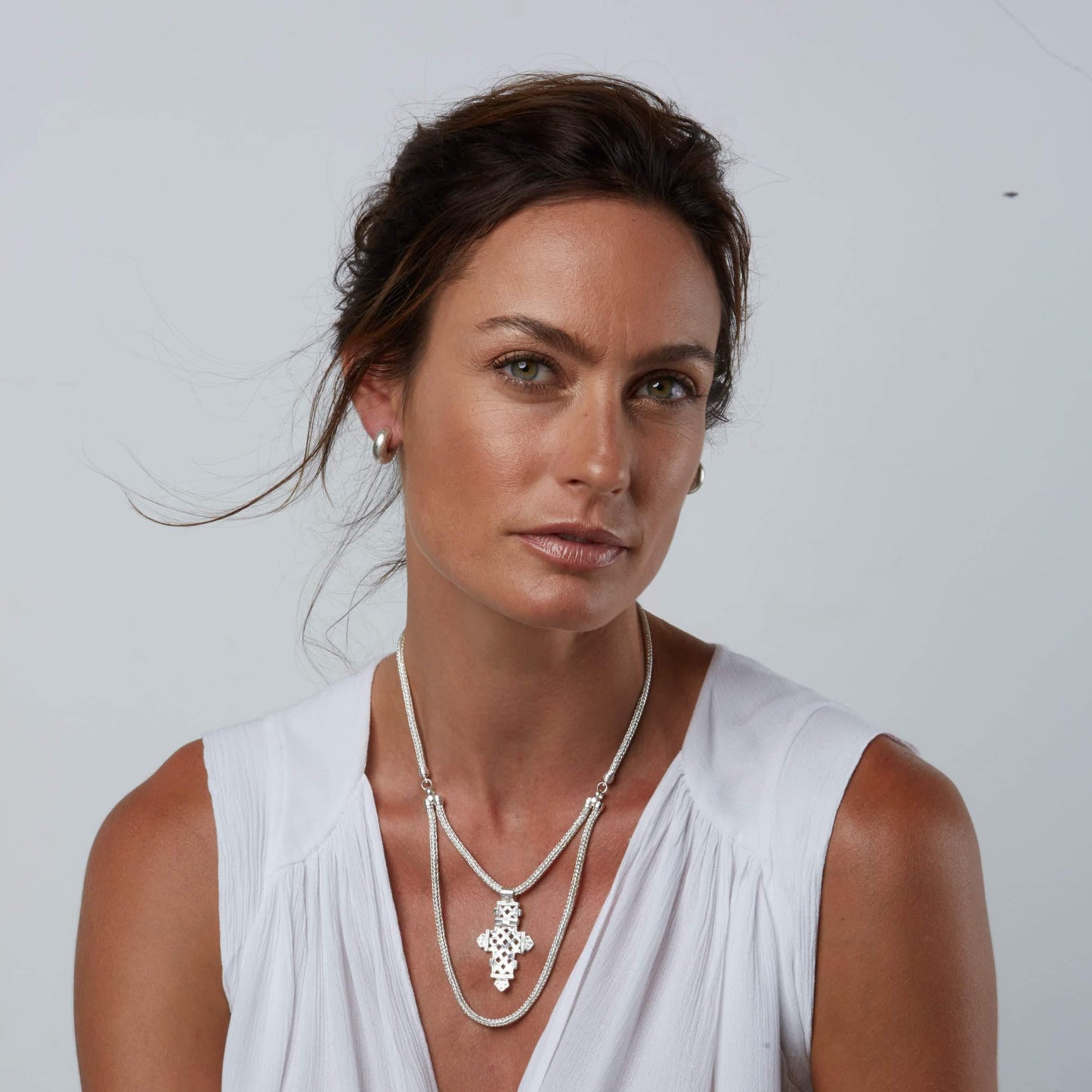 Aethiopia Cross Necklace Silver