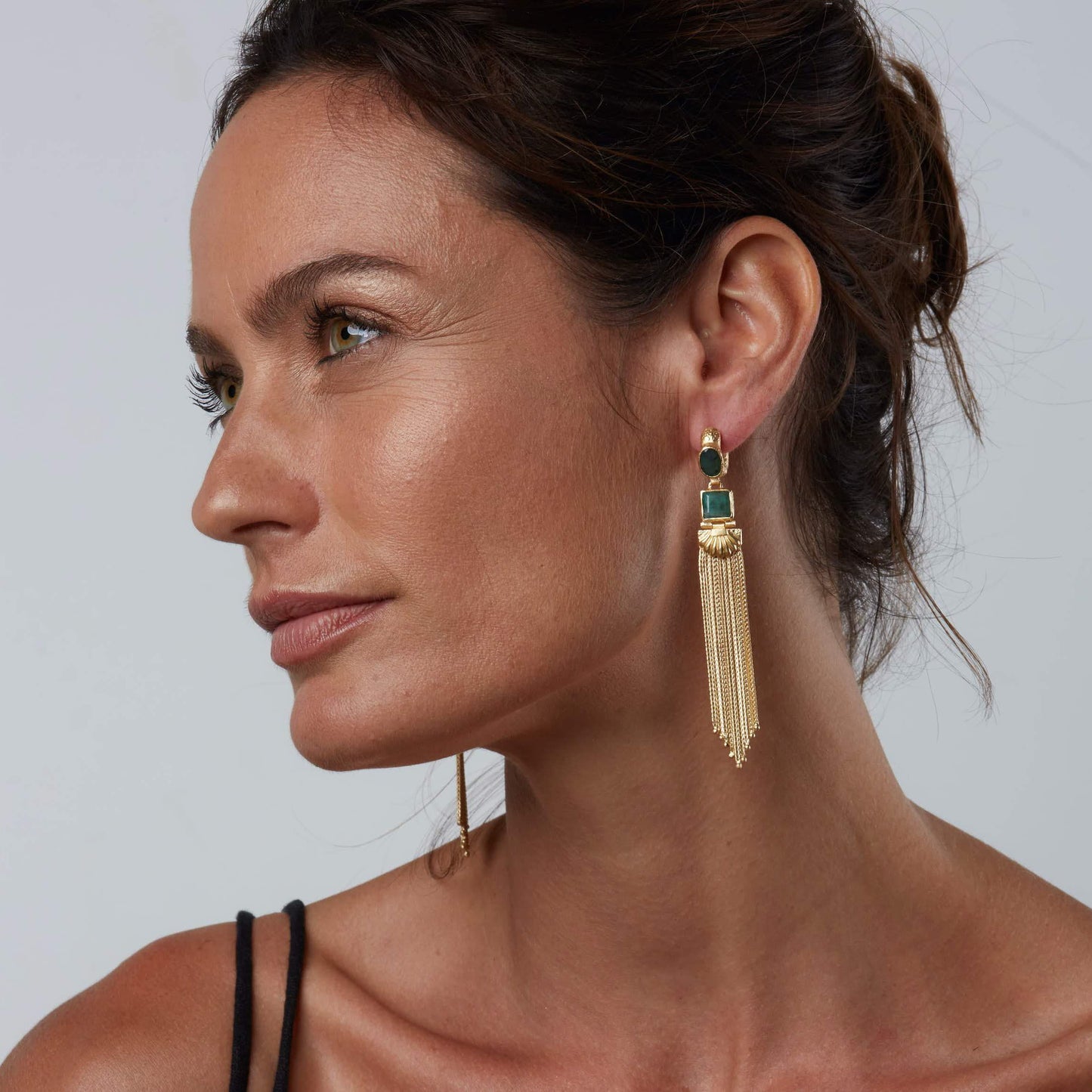 Augustine Earrings - Gold/Emerald