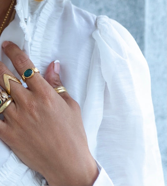 Luna Swivel Ring - Emerald/Gold