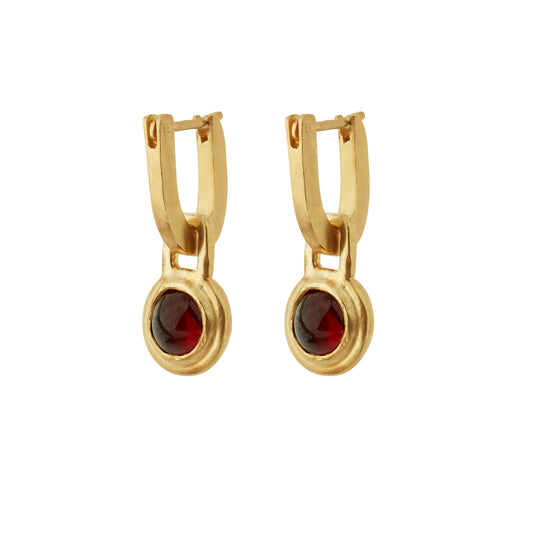 Aria U-Hoop Earring - Gold/Garnet