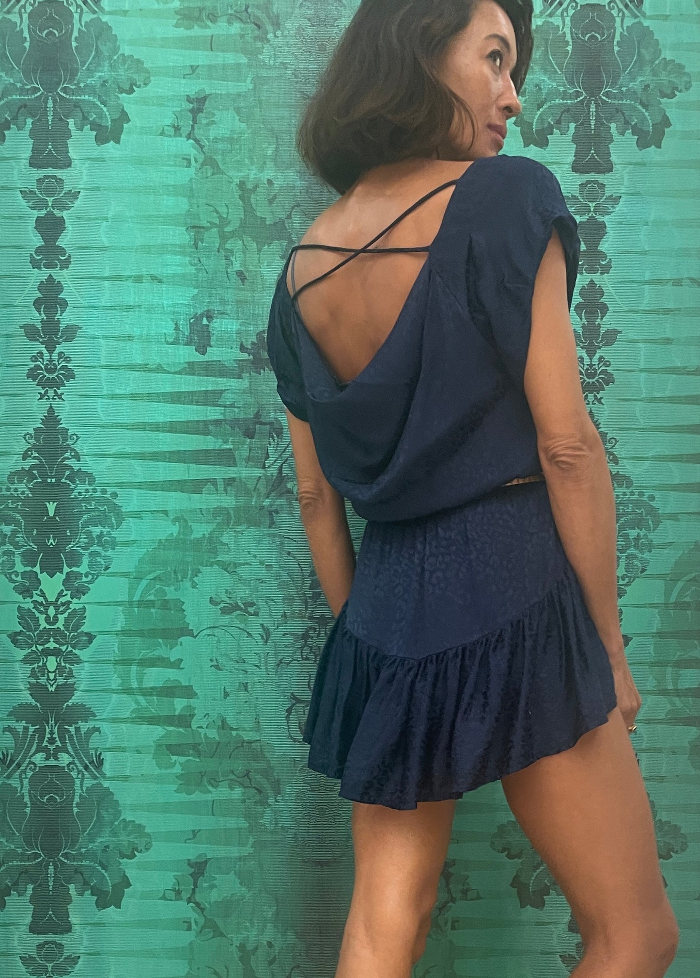 Seychelles Frill Dress - Navy