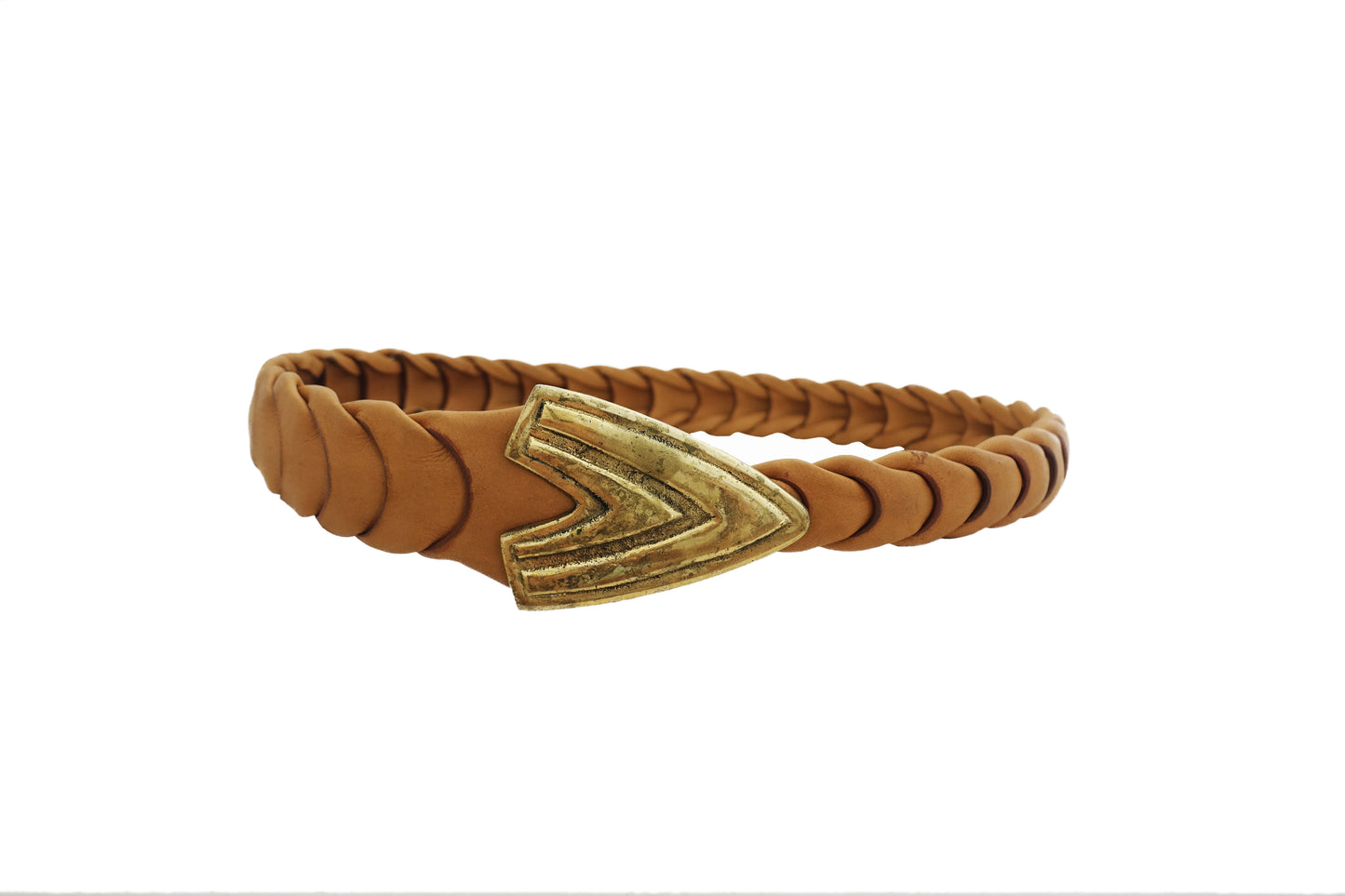 Gradual link woven belt-tan