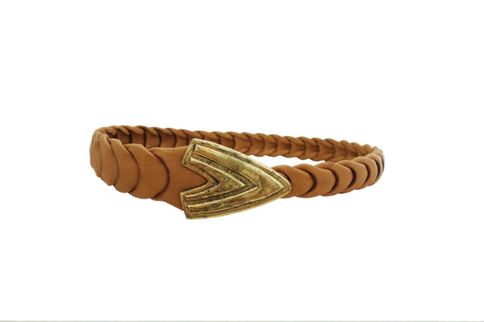 Gradual link woven belt-tan