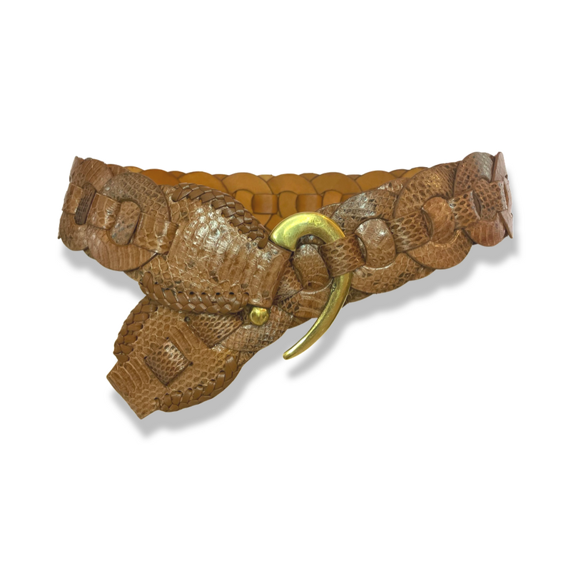 Mock Croc skinny Belt - Chocolate
