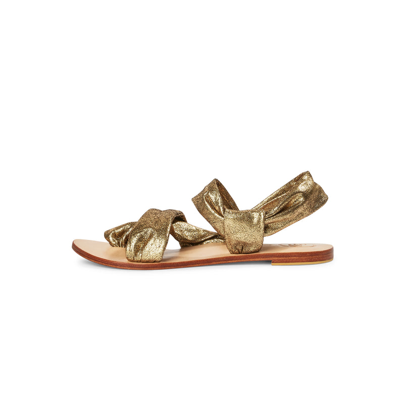 The Rouched Sandal - Distressed Gold