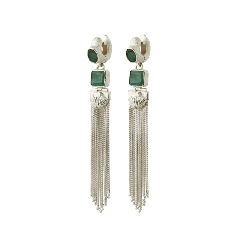 Augustine Earrings - Silver/Emerald