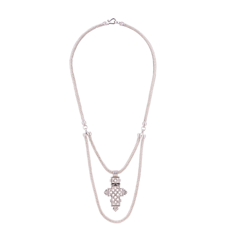 Aethiopia Cross Necklace Silver