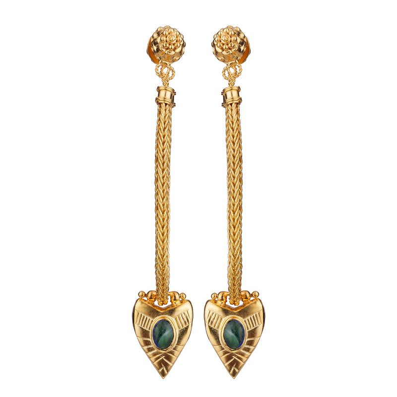 Augustine Earrings - Gold/Emerald