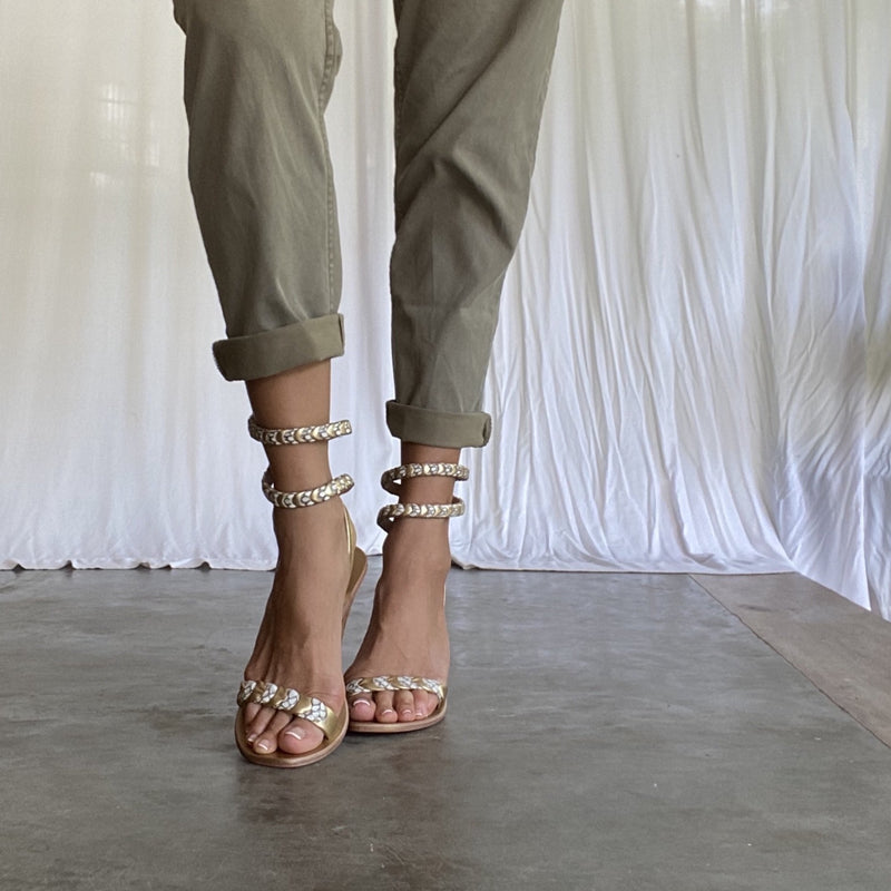 Astrid Wrap Around Heel - Natural/Gold