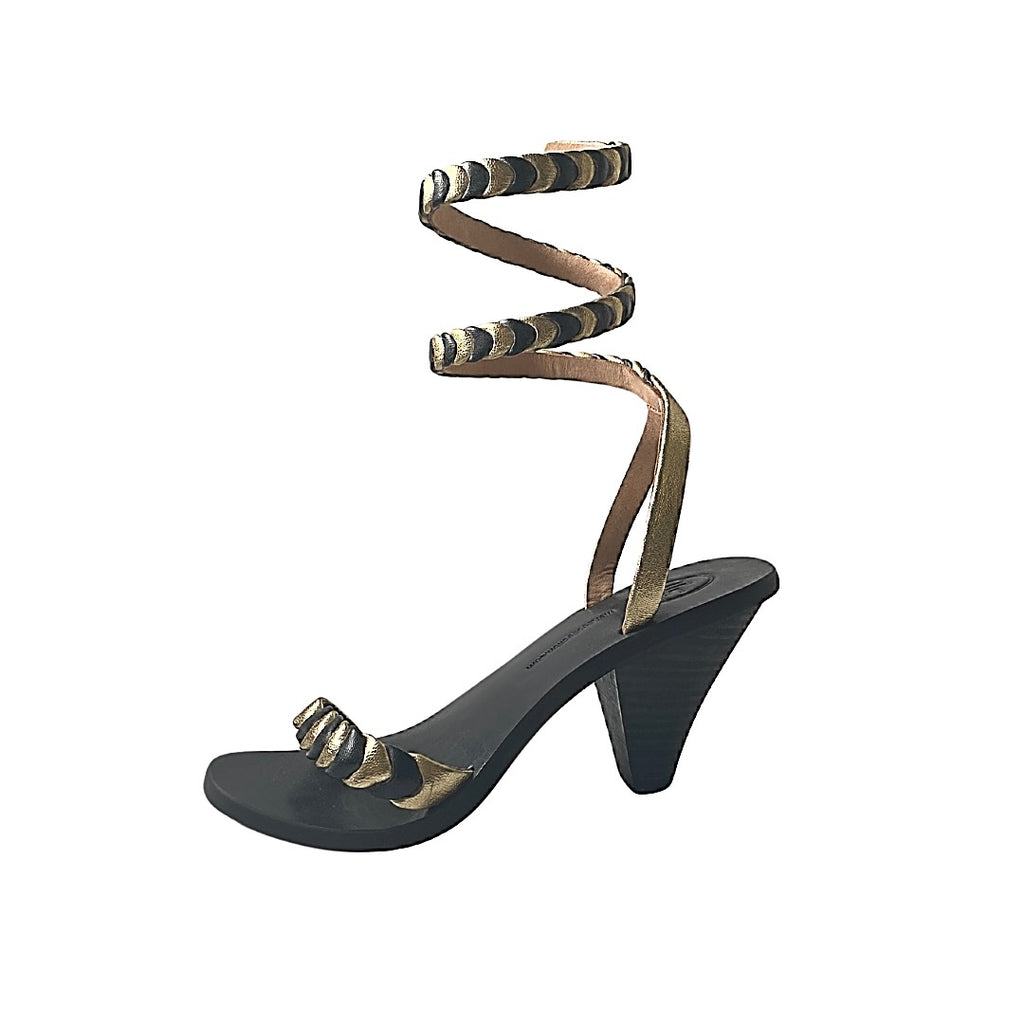 Astrid Wrap Around Heel - Black/gold