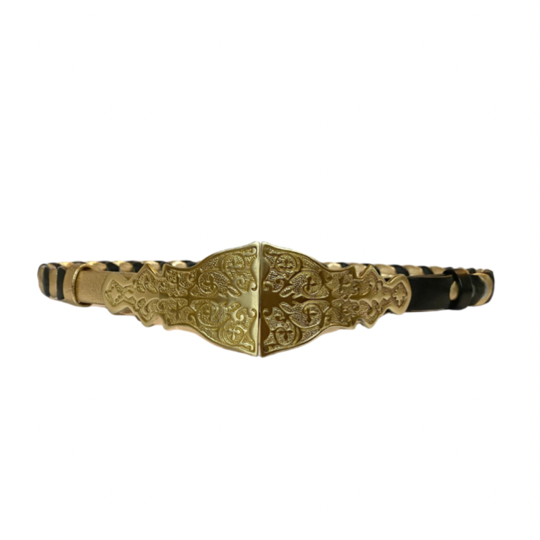 Arabian Double Buckle Belt - Nat/Gold