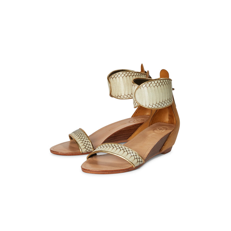 The Rouched Sandal - Distressed Gold
