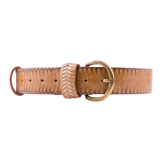 Woven Wide Belt - Camel